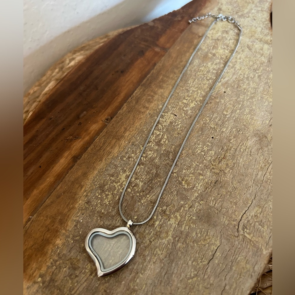 Silver Heart Magnet Locket Pendant Necklace
